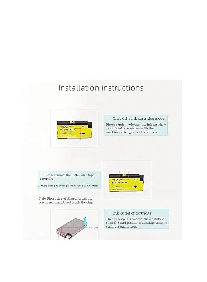Terabyte 938XL,938E Compatible Ink Cartridge Set for HP Officejet Pro 9110 9120 9130 9720 9730 Printers, XL Multicolor 4-Pack, 1200 Page Yield, 30ml Each - Image 4